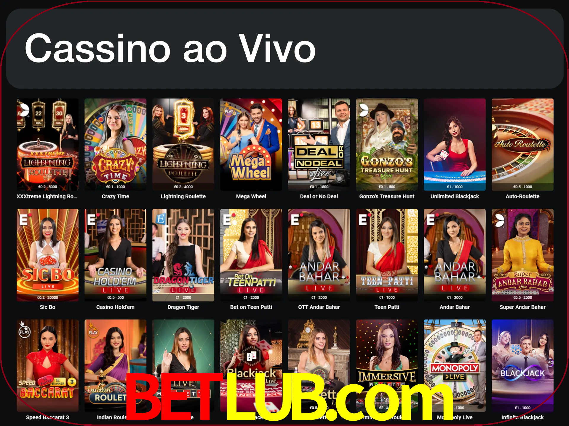 Jogue jogos de cassino com um verdadeiro dealer.